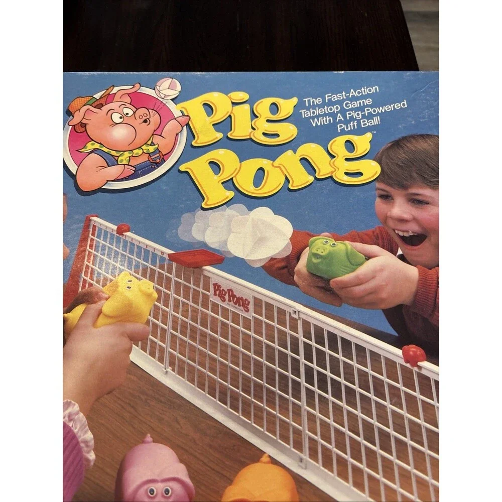 Pig Pong Game 1986 Milton Bradley Complete Puff Balls Vintage Tabletop
